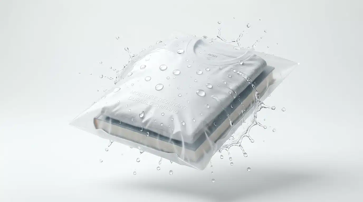 White shirt in waterproof packaging.